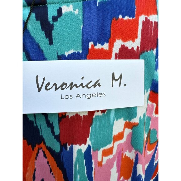 NWT Veronica M Dress Shirred Asymmetrical Multicolor Size L - Picture 5 of 11